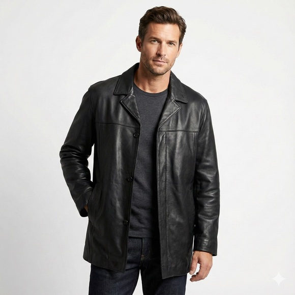 Kenneth Cole Other - Kenneth Cole Leather Jacket Broken In Black Genuine Leather XL